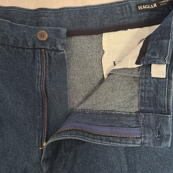 NWT Haggar Comfort Cotton Denim Shorts with Expandable Waist Zipper Mens Size 42 - Picture 8 of 12
